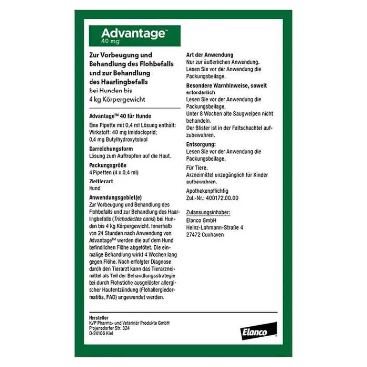 Advantage 40 für Hunde bis 4 kg, 4 St