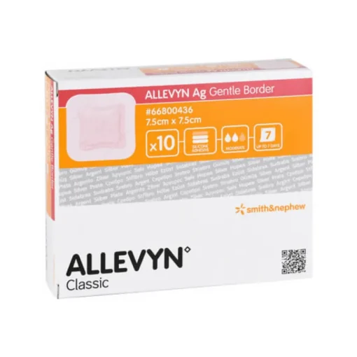 Allevyn Ag Gentle Border 7,5x7,5 cm Wundverband, 10 St