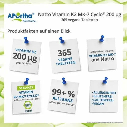 Aportha Vitamin K2-MK7 200 µg Tabletten, 365 St