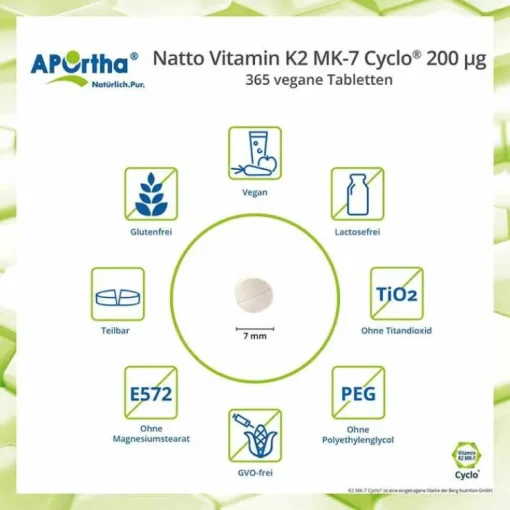 Aportha Vitamin K2-MK7 200 µg Tabletten, 365 St