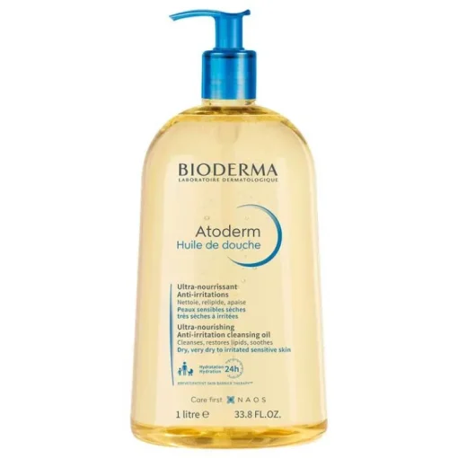 Bioderma Atoderm Huile de Douche für trockene, zu Neurodermitis und Ekzemen neigende Haut, 1 l