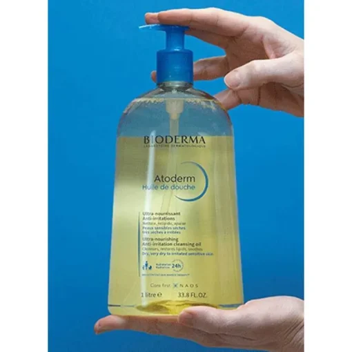 Bioderma Atoderm Huile de Douche für trockene, zu Neurodermitis und Ekzemen neigende Haut, 1 l