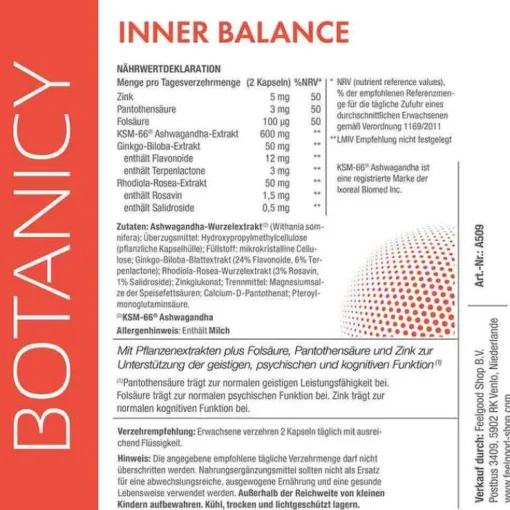 Botanicy Inner Balance mit Ashwagandha Ksm-66 Kapseln, 60 St