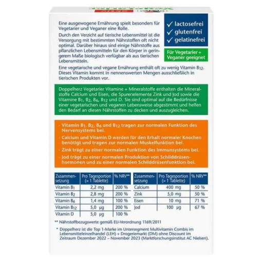 Doppelherz Vegetarier Vitamine+Mineralstoffe Tabletten, 30 St