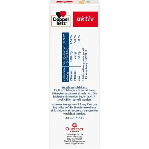 Doppelherz Vitamin C 1000 + D3 + Zink Depot Tabletten, 100 St