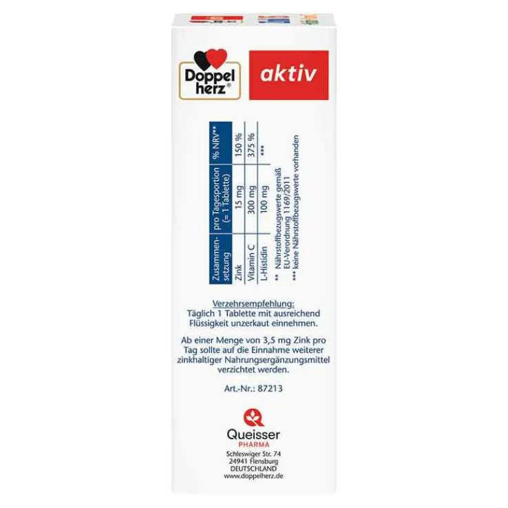 Doppelherz Zink + Histidin + Vitamin C Depot aktiv Tab, 100 St
