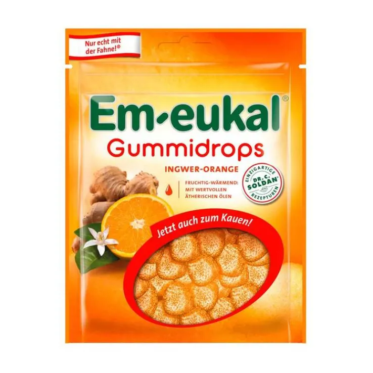 Em-eukal Gummidrops Ingwer-Orange zuckerhaltig, 90 g