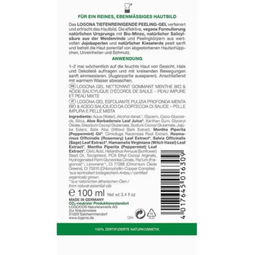 Logona Purify tiefenreinigendes Peeling-Gel, 100 ml