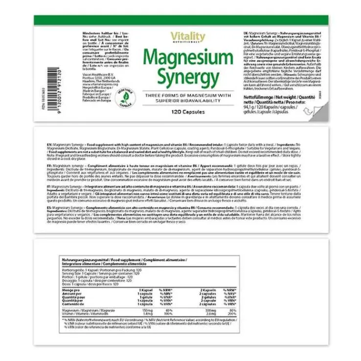 Magnesium Synergy Komplex Glycinat Malat & Citrat, 120 St