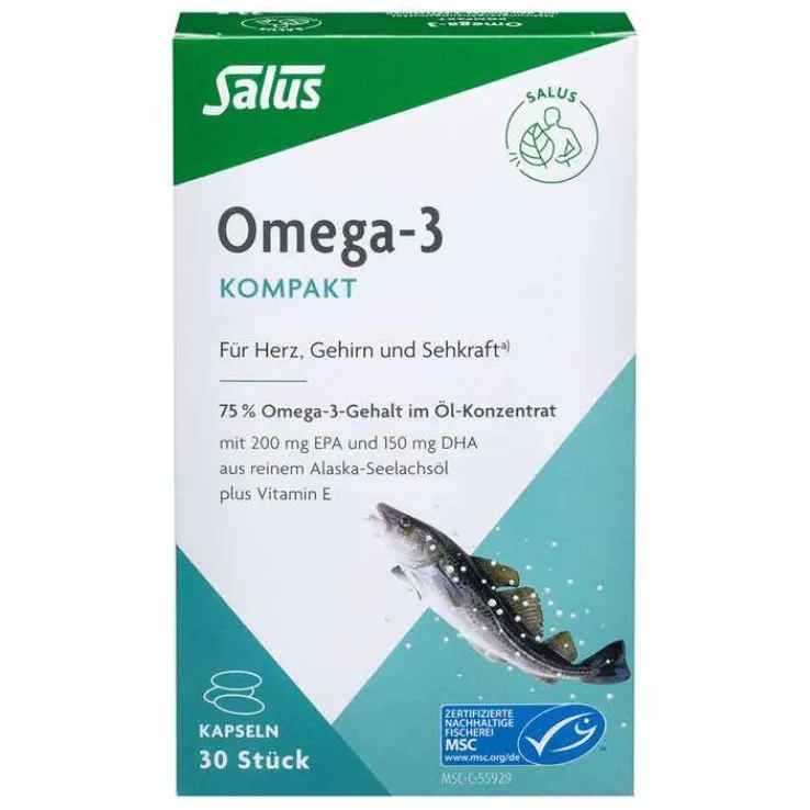 Omega-3 Kompakt aus reinem Alaska-Seelachsöl Salus, 30 St