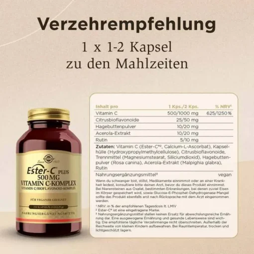 Solgar Ester-C Plus 500 mg Kapseln, 250 St