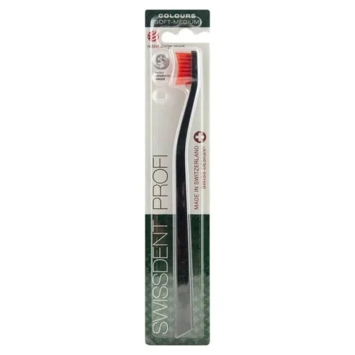 Swissdent Profi Colours Zahnbürste soft-medium schwarz / rot, 1 St