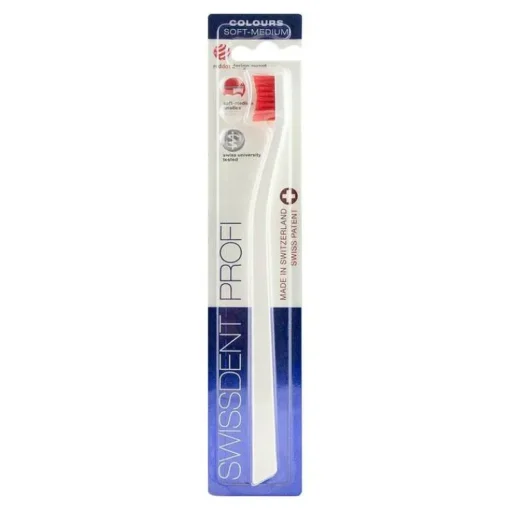 Swissdent Profi Colours Zahnbürste soft-medium weiß / rot, 1 St