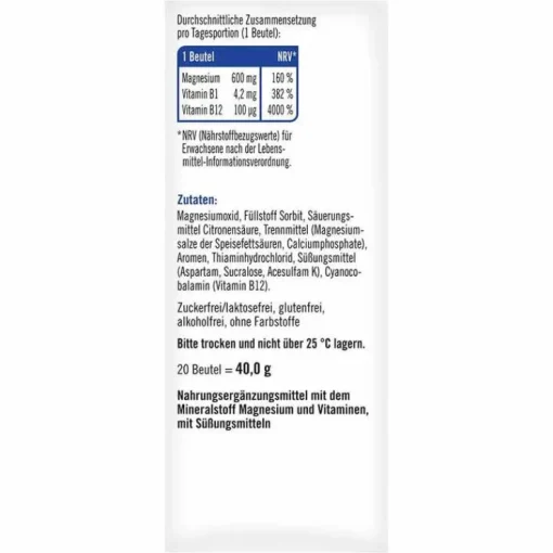 Taxofit Magnesium 600 + B12 Direkt Granulat, 20 St