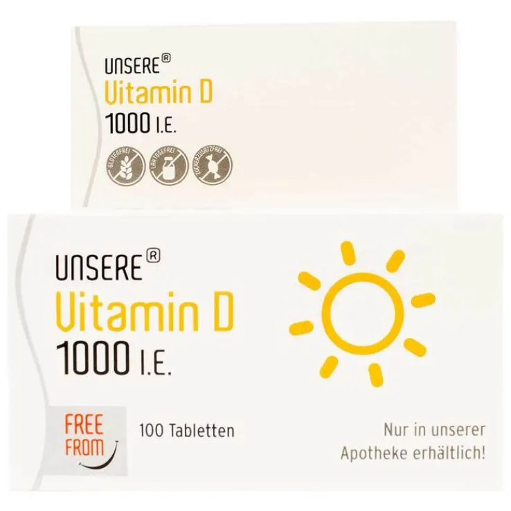 Unsere Vitamin D 1.000 I.E. freefrom Tabletten, 100 St