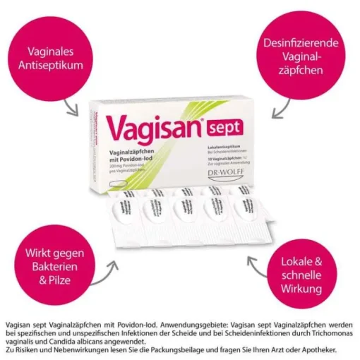 Vagisan sept Vaginalzäpfchen mit Povidon-Iod, 10 St