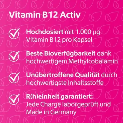 Vitamin B12 Activ 1000 µg hochdosiert + vegan Kapseln , 120 St