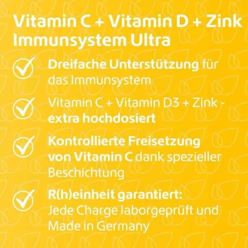 Vitamin C + Vitamin D + Zink Immunsystem Ultra Kapseln, 120 St