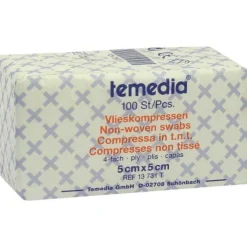 Vlieskompressen 5x5 cm unsteril 4fach, 100 St
